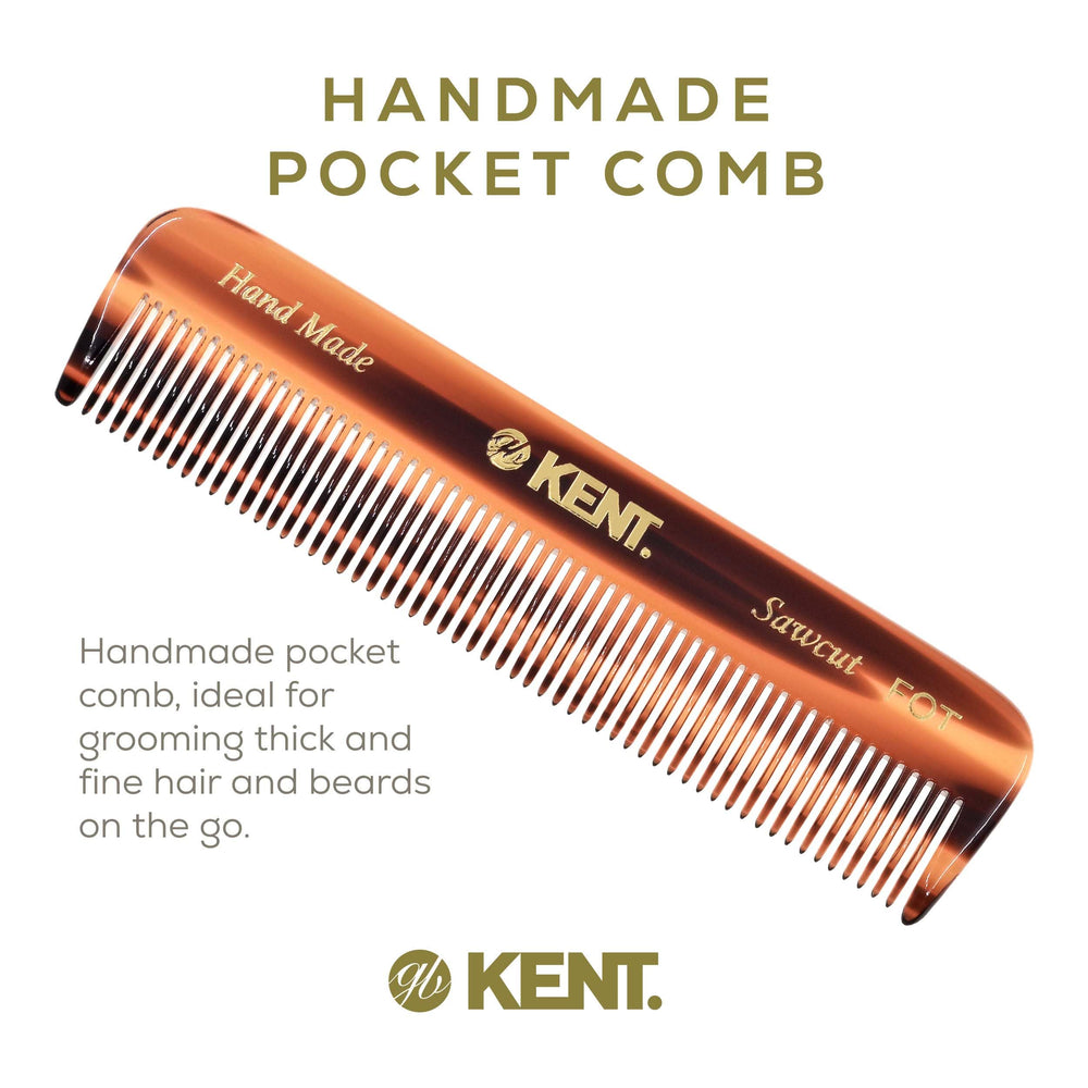 Kent FOT pocket comb with saw-cut teeth for snag-free detangling