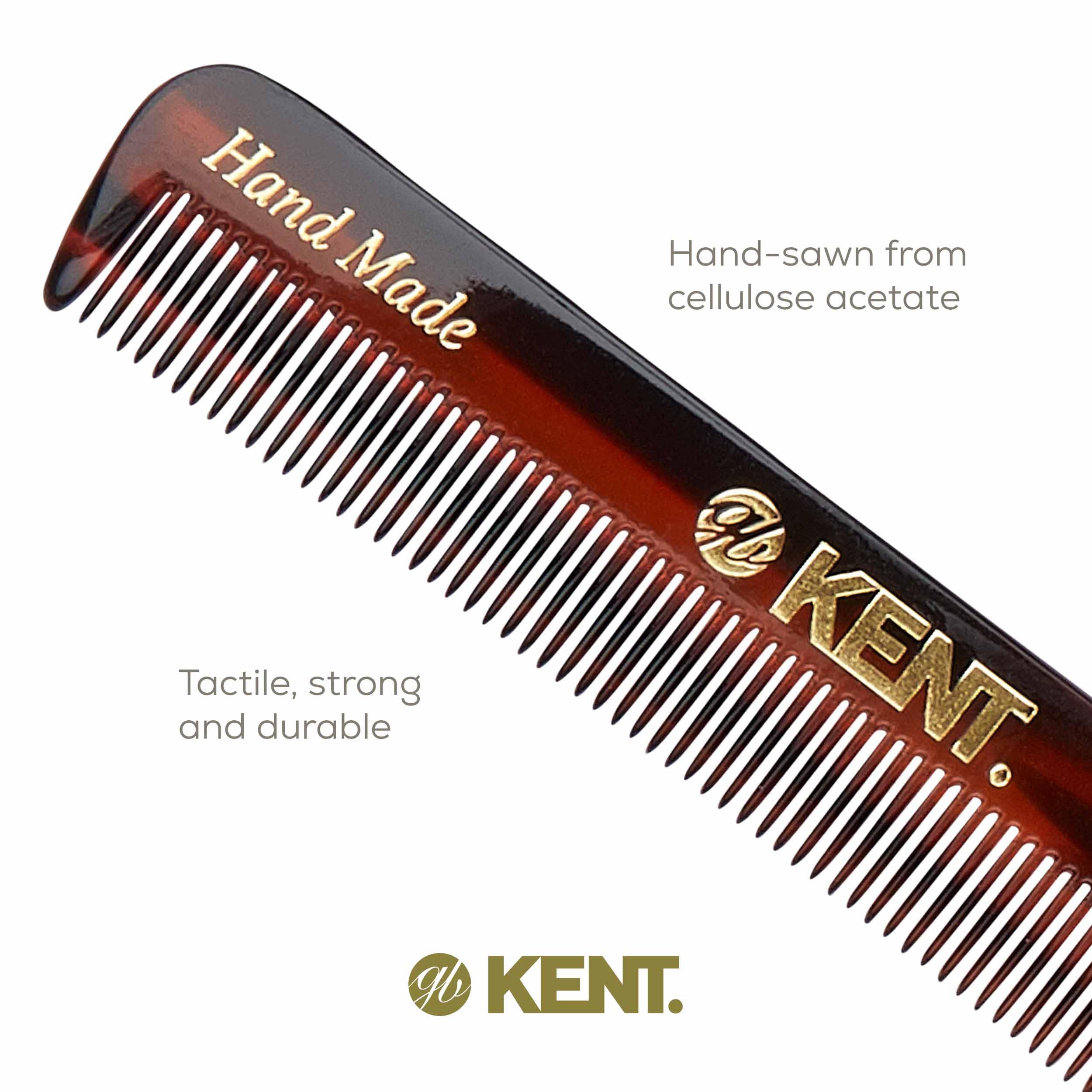 Kent Slim Jim cellulose acetate material emphasizes tactile feel and reduced static for smoother hair