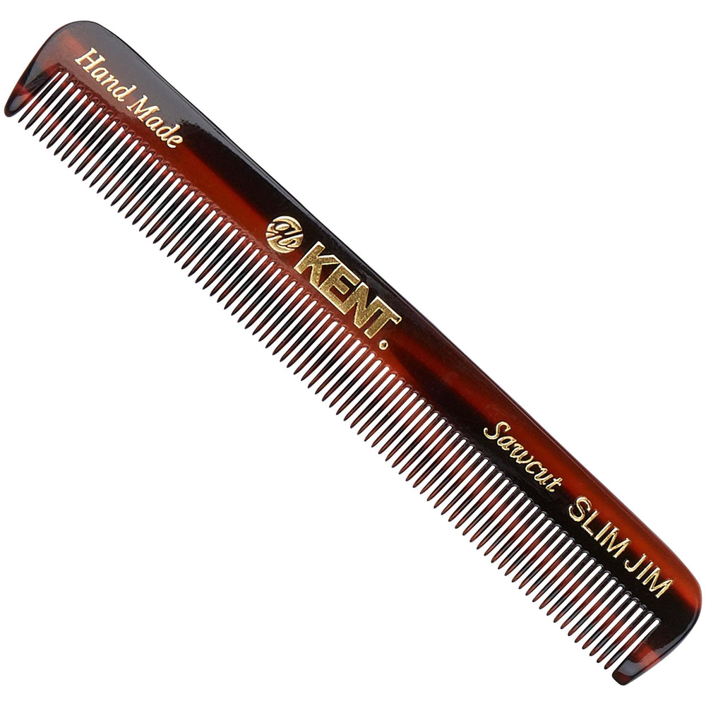 Kent Slim Jim handmade fine-tooth pocket comb close-up for precise grooming on hair and beard