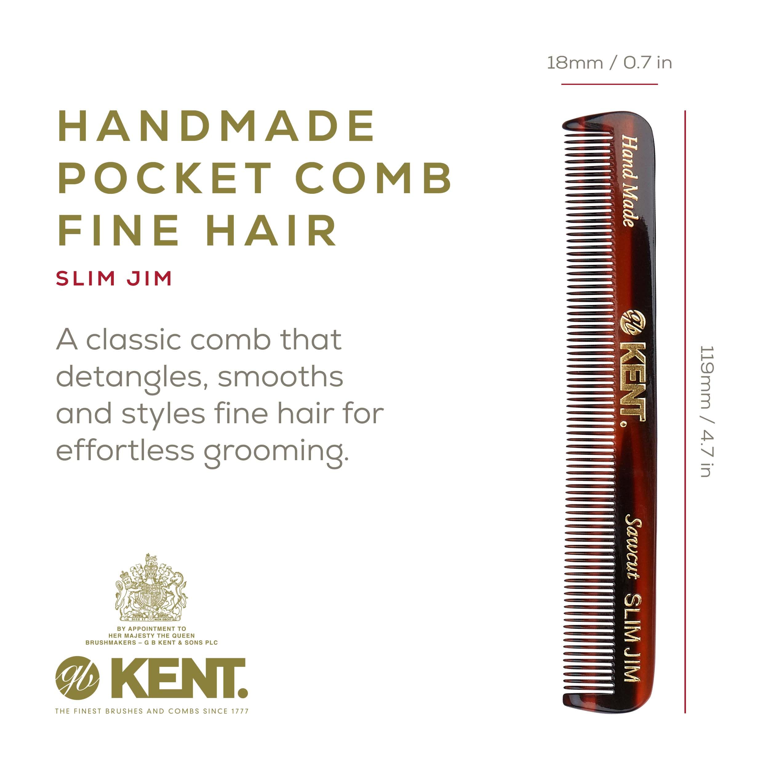 Kent Slim Jim pocket-size grooming compact with smooth teeth for on-the-go styling