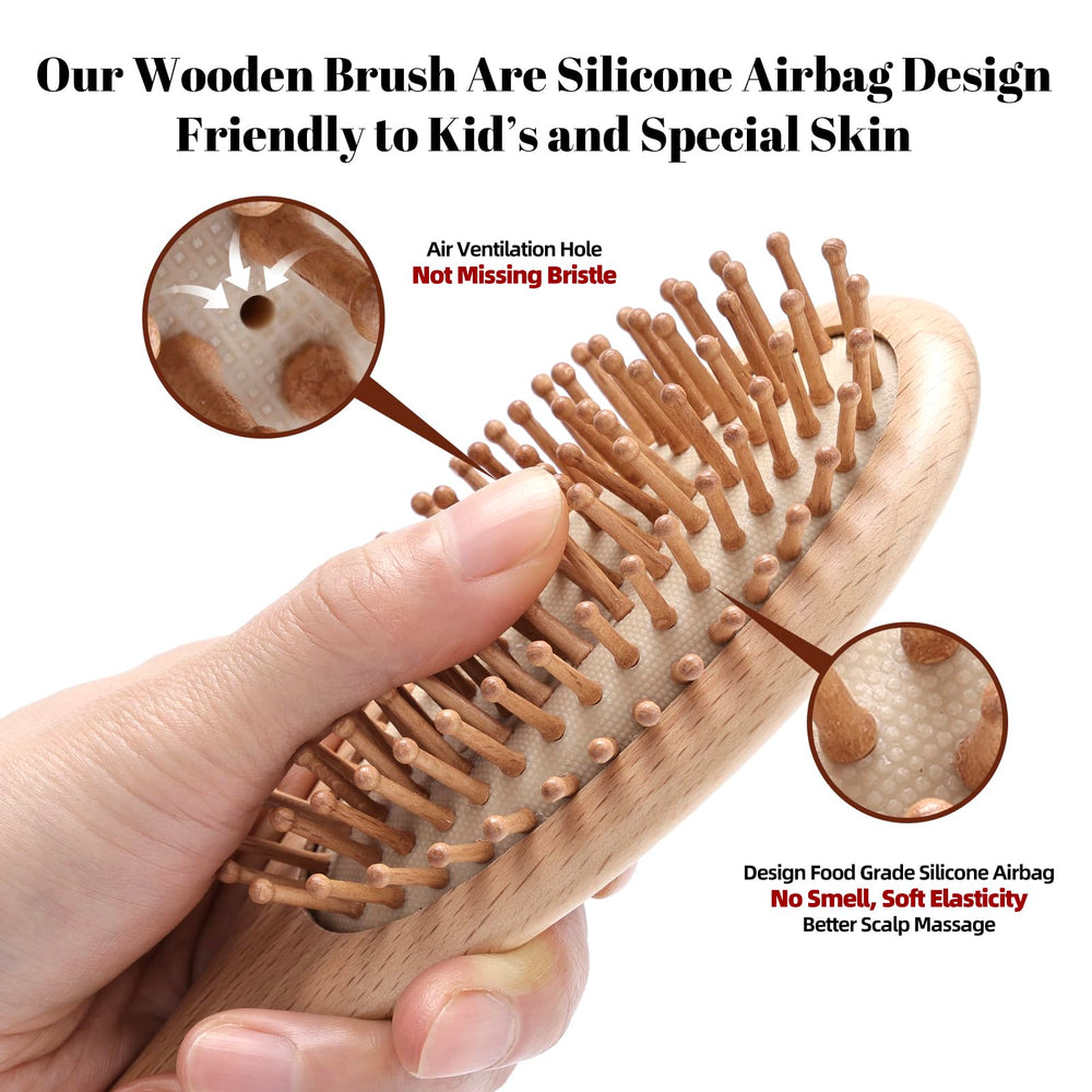 KEPCSIN beech wood detangler brush delivers static-free grooming.