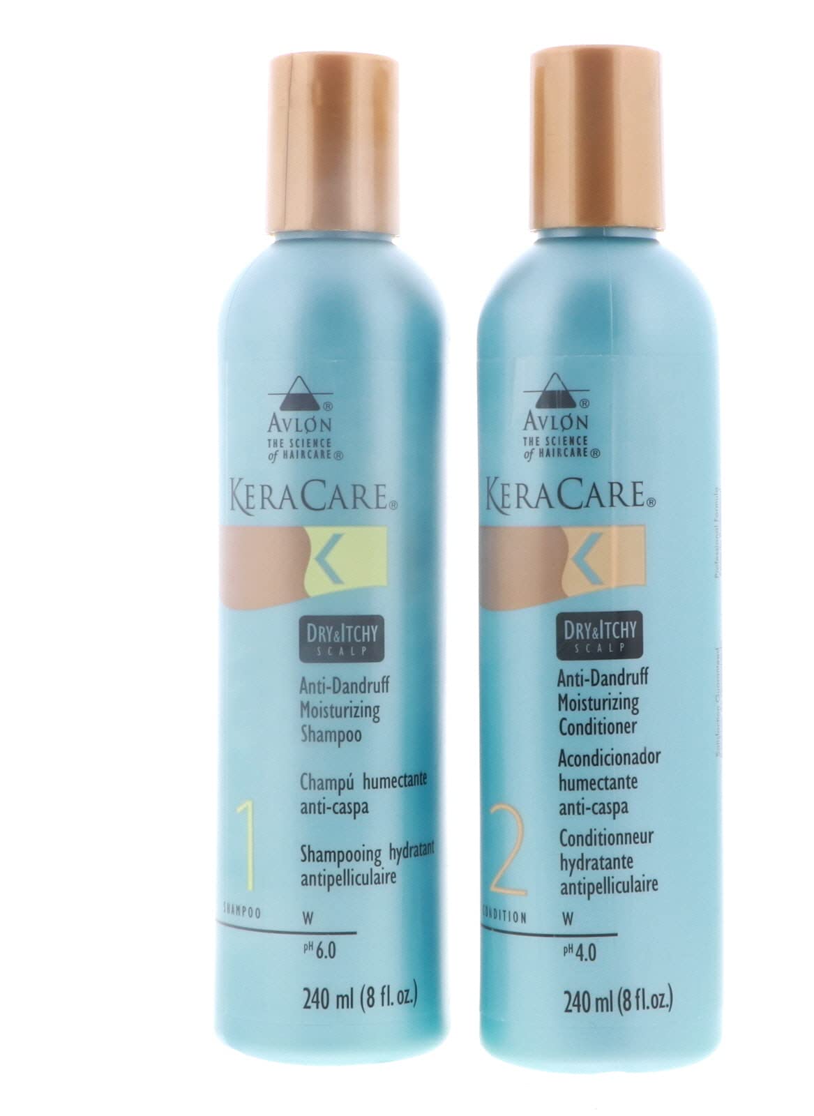 Keracare Avlon dry scalp shampoo bottle on bathroom sink promotes soothed scalp