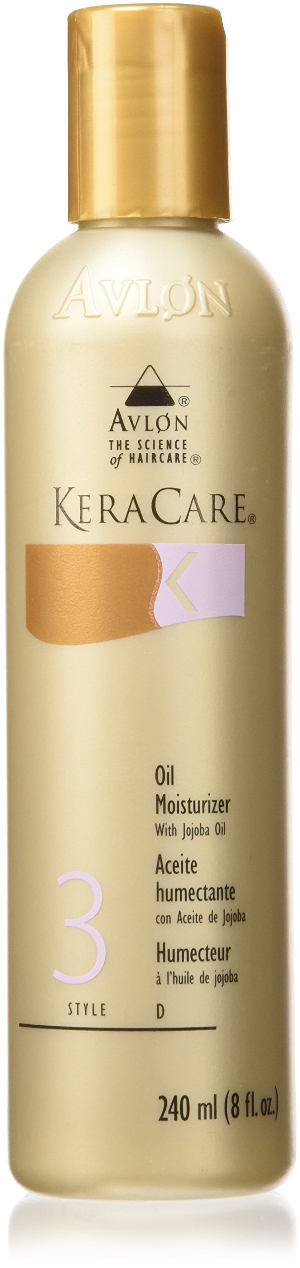 KeraCare Oil Moisturizer 8oz bottle pour showing smooth, even application for frizz control.