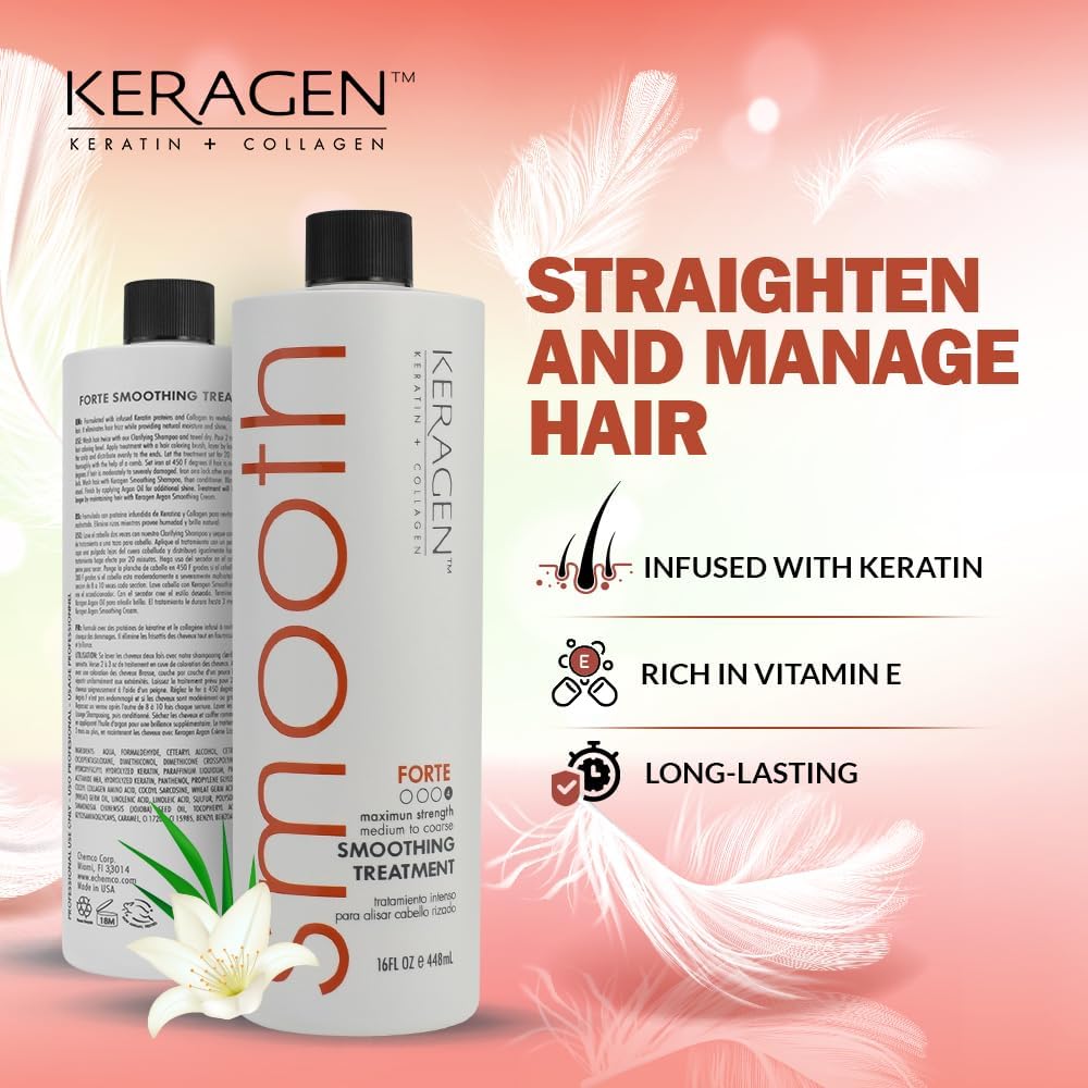 KERAGEN step with blow-dry and flat-iron to seal in keratin treatment.