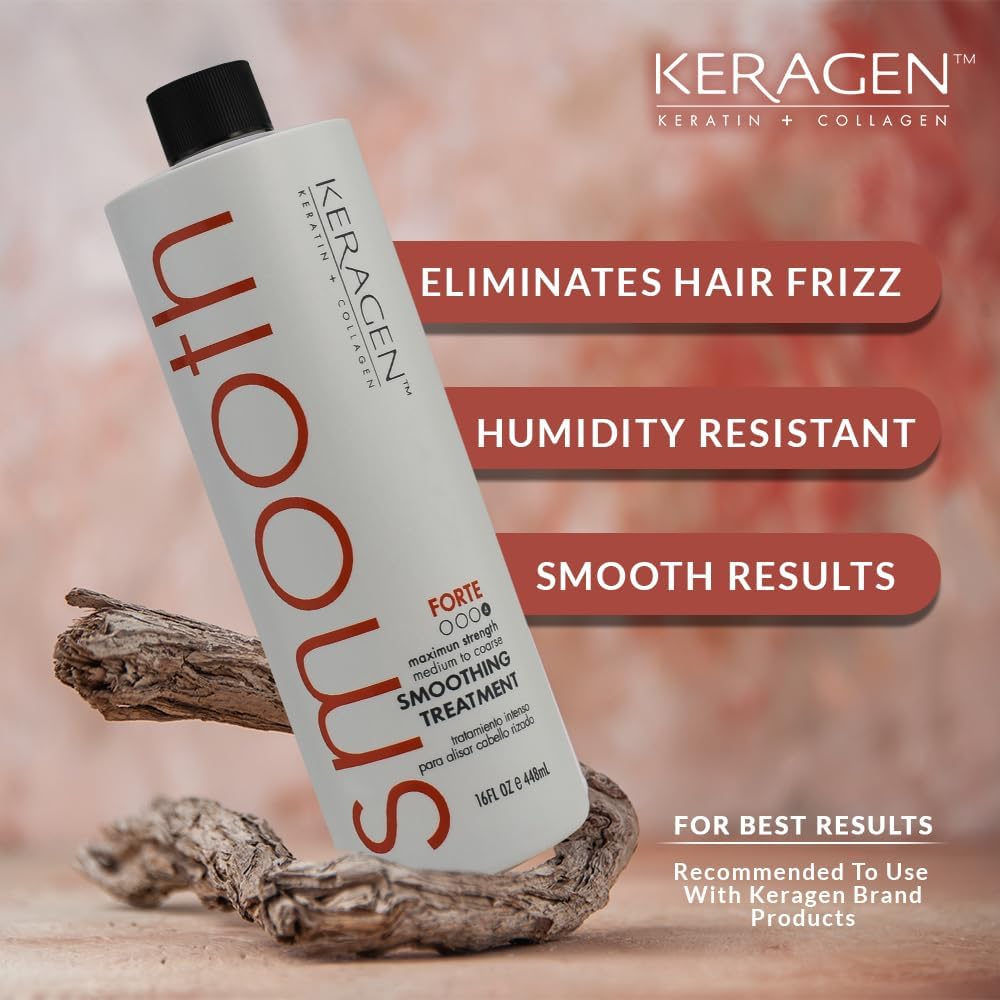 Finished hair using KERAGEN with frizz-free shine and sleek texture.