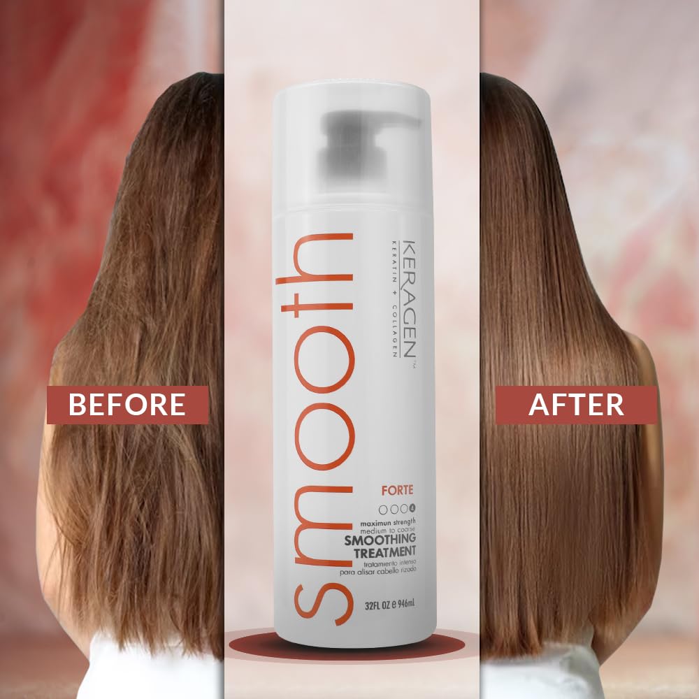 Salon-quality blowout finish on Keragen-treated hair with sleek look