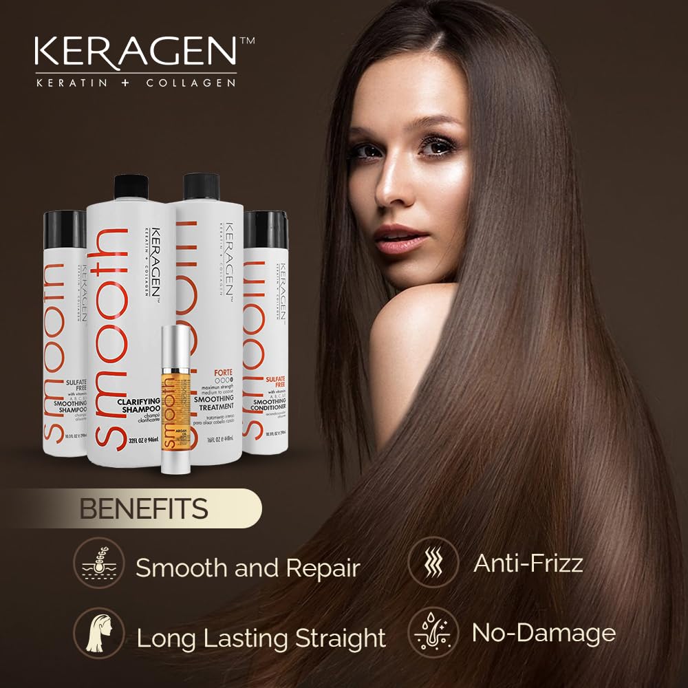 Keragen Smoothing Shampoo 10oz lays groundwork for frizz-free results.