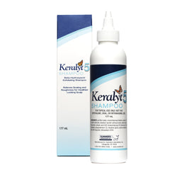 Keralyt 5 anti-dandruff shampoo bottle shown for exfoliation and scalp care.