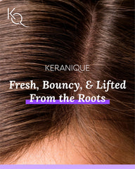 Keranique conditioner rich cream application highlighting frizz control and scalp comfort.