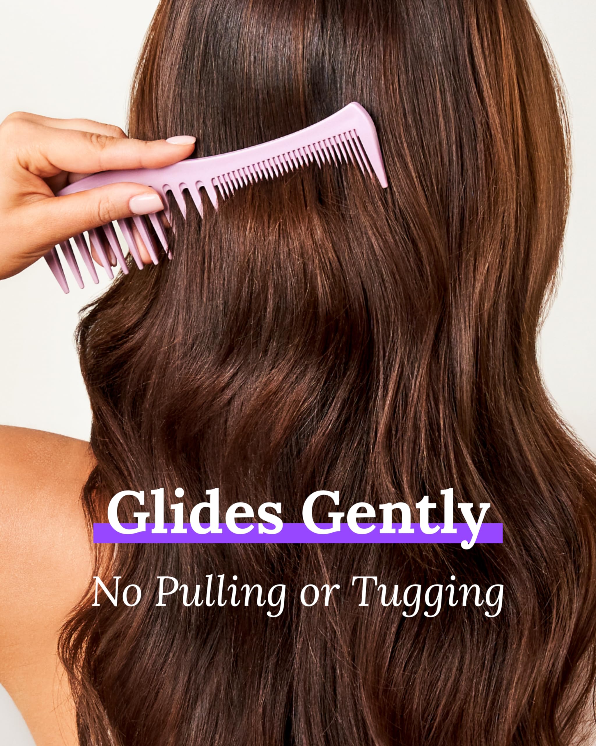 Keranique detangling comb all-hair-types suited for thin, thick, curly, and straight hair.