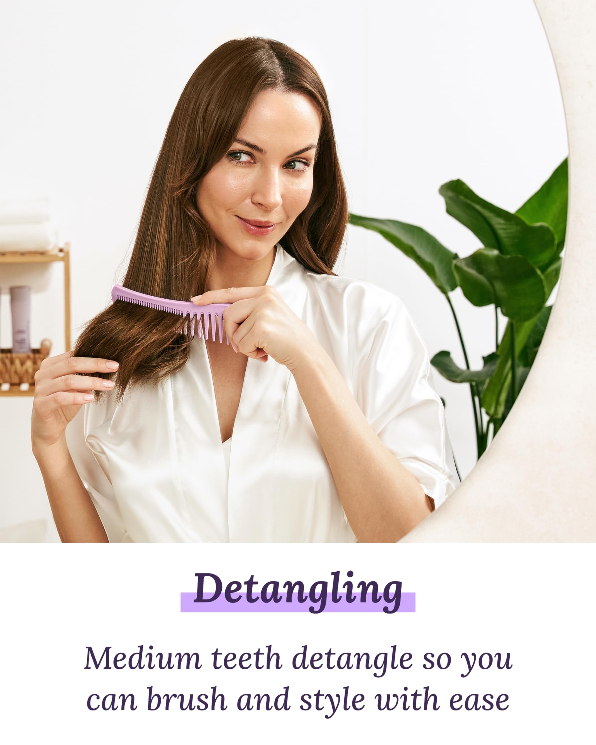 Keranique detangling comb glide-through-hair for gentle detangling with minimal tugging.