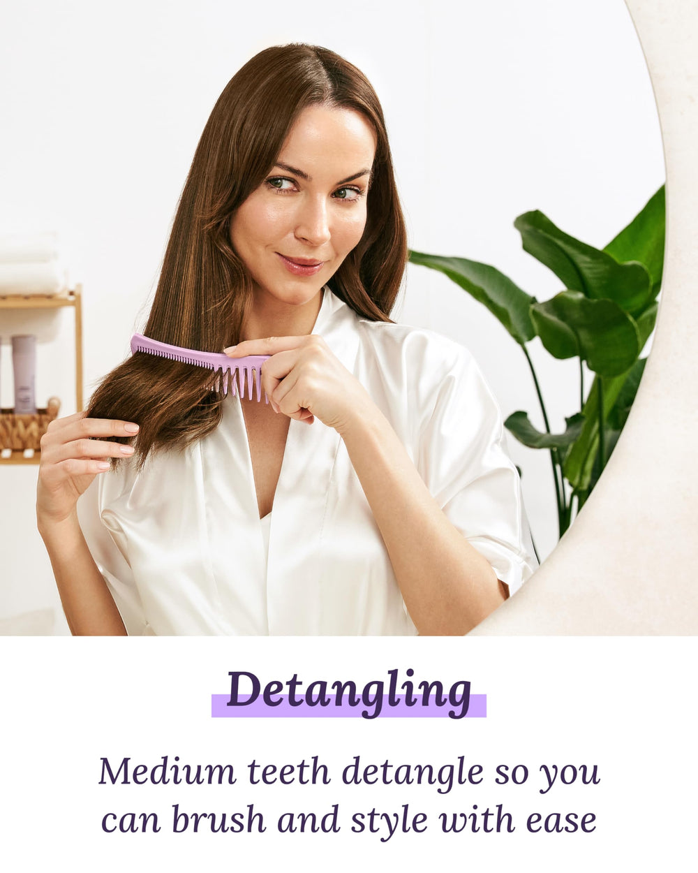 Keranique detangling comb glide-through-hair for gentle detangling with minimal tugging.
