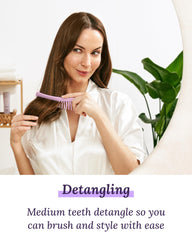 Keranique detangling comb glide-through-hair for gentle detangling with minimal tugging.