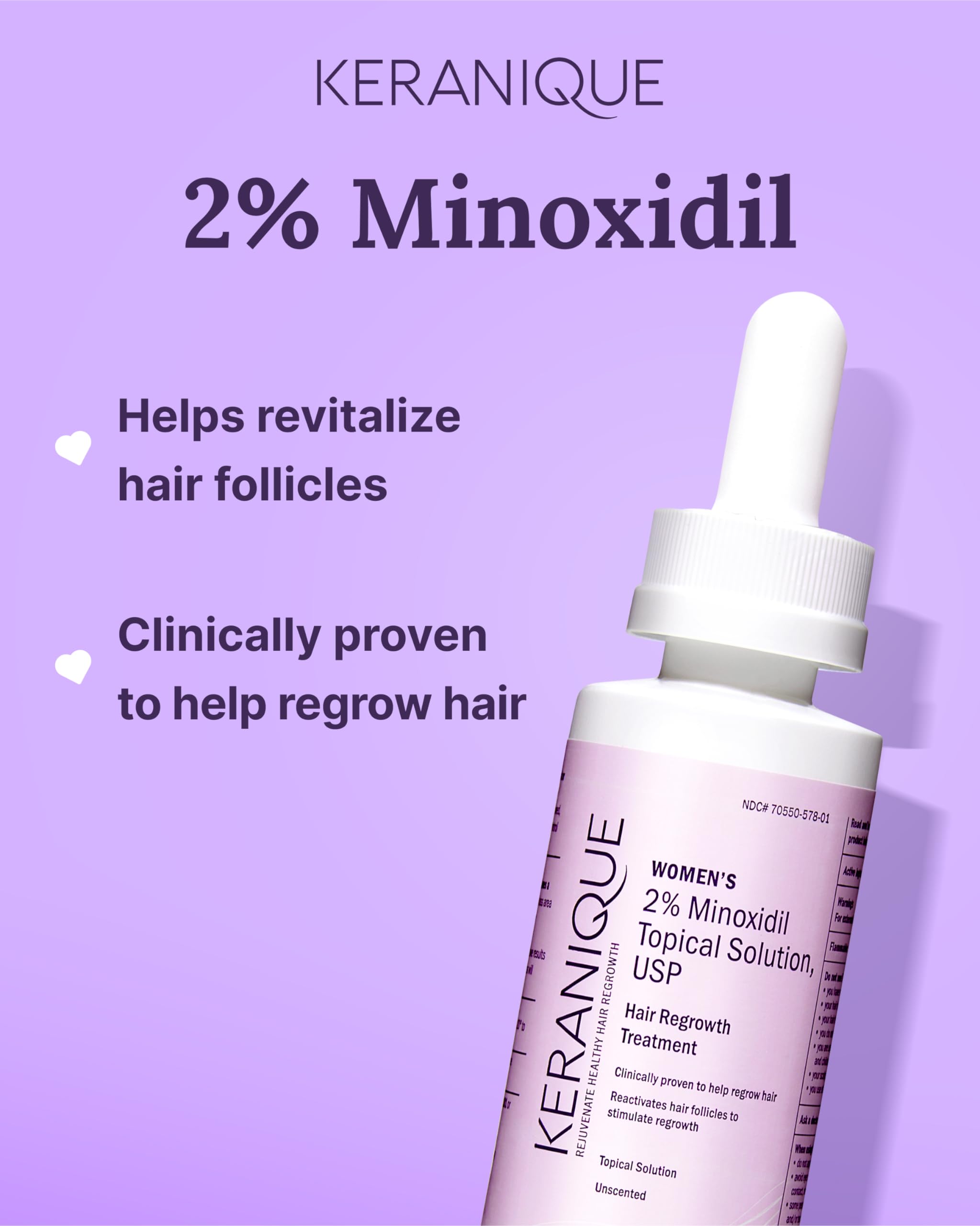 Keranique easy-daily-routine dropper in hand ready for scalp application.