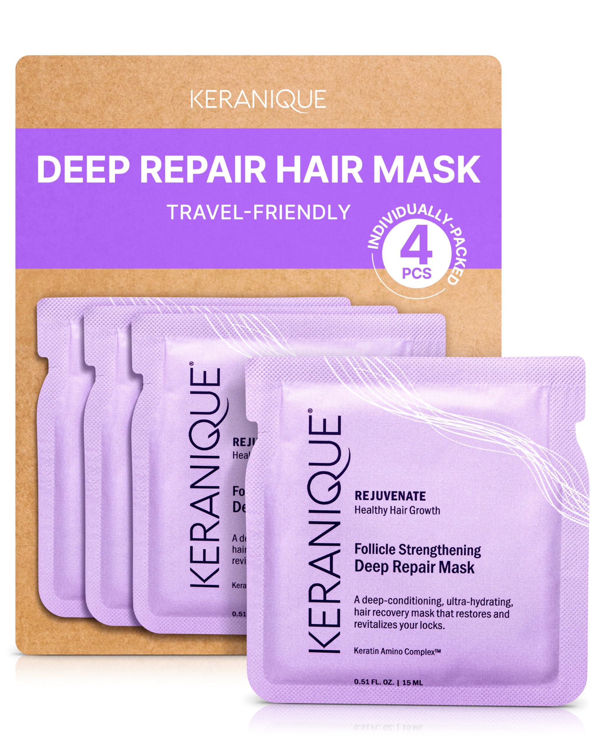 Keranique Hair Mask bottle highlight keratin-rich formula for damaged hair