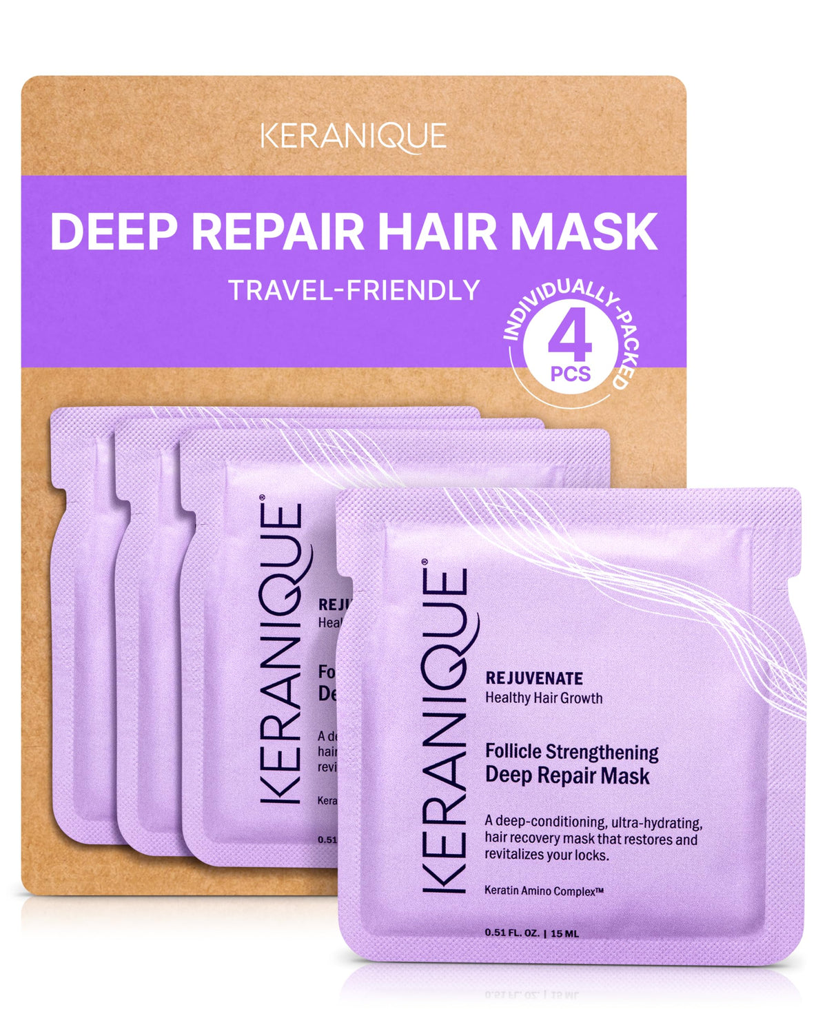 Keranique Hair Mask bottle highlight keratin-rich formula for damaged hair