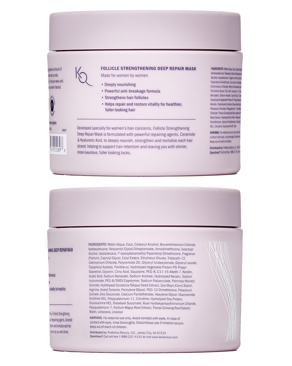 Keranique Hair Mask travel jar provides on-the-go hydration.