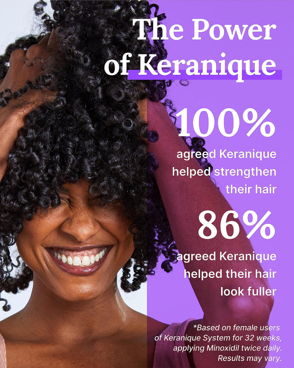 Keranique Close-up Keratin Amino Complex highlights strengthening action