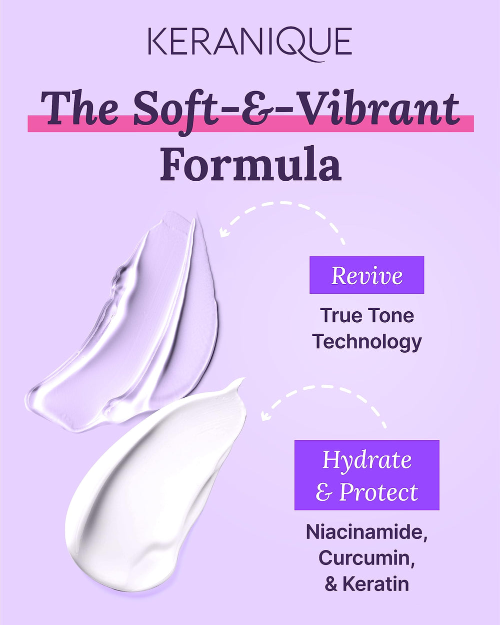 Keranique keratin amino complex ingredient visual emphasizes stronger, thicker-feeling hair.