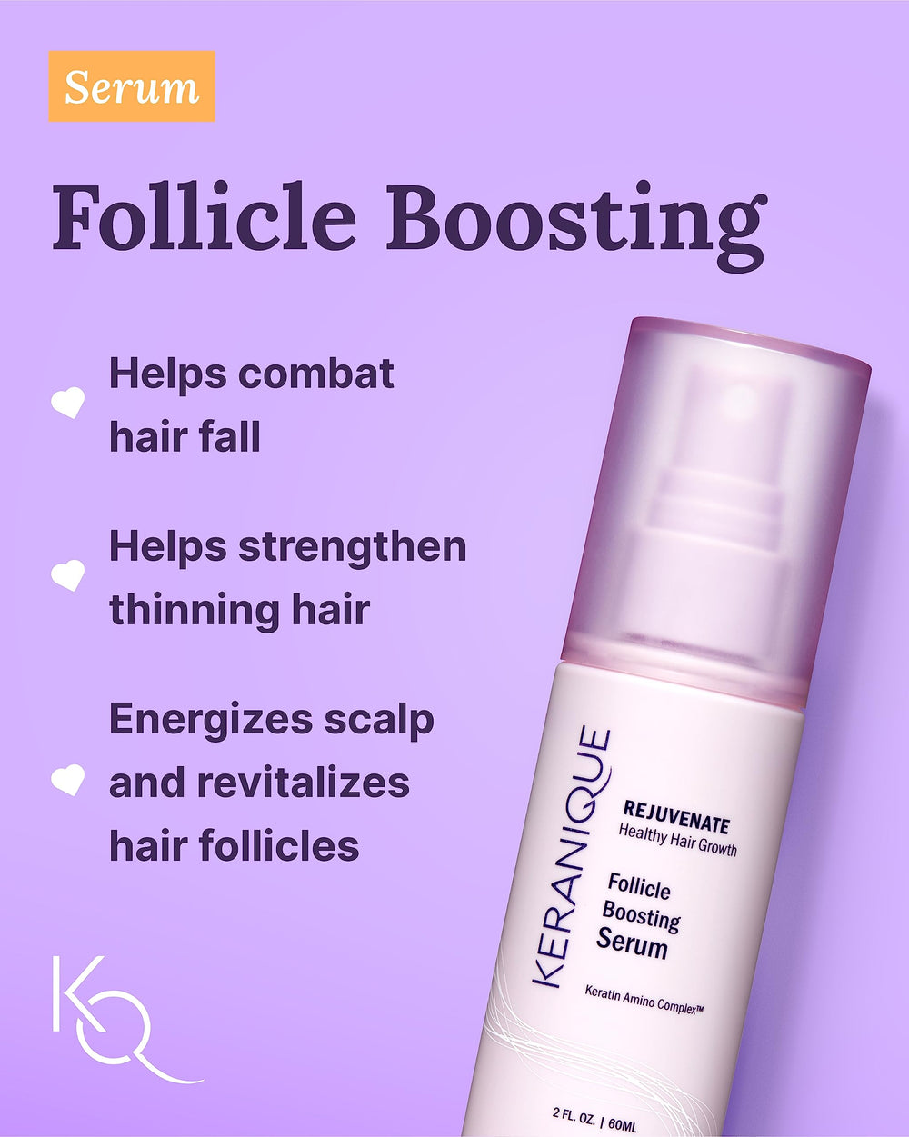 Keranique keratin repair treatment tube smooths thinning hair and strengthens strands.