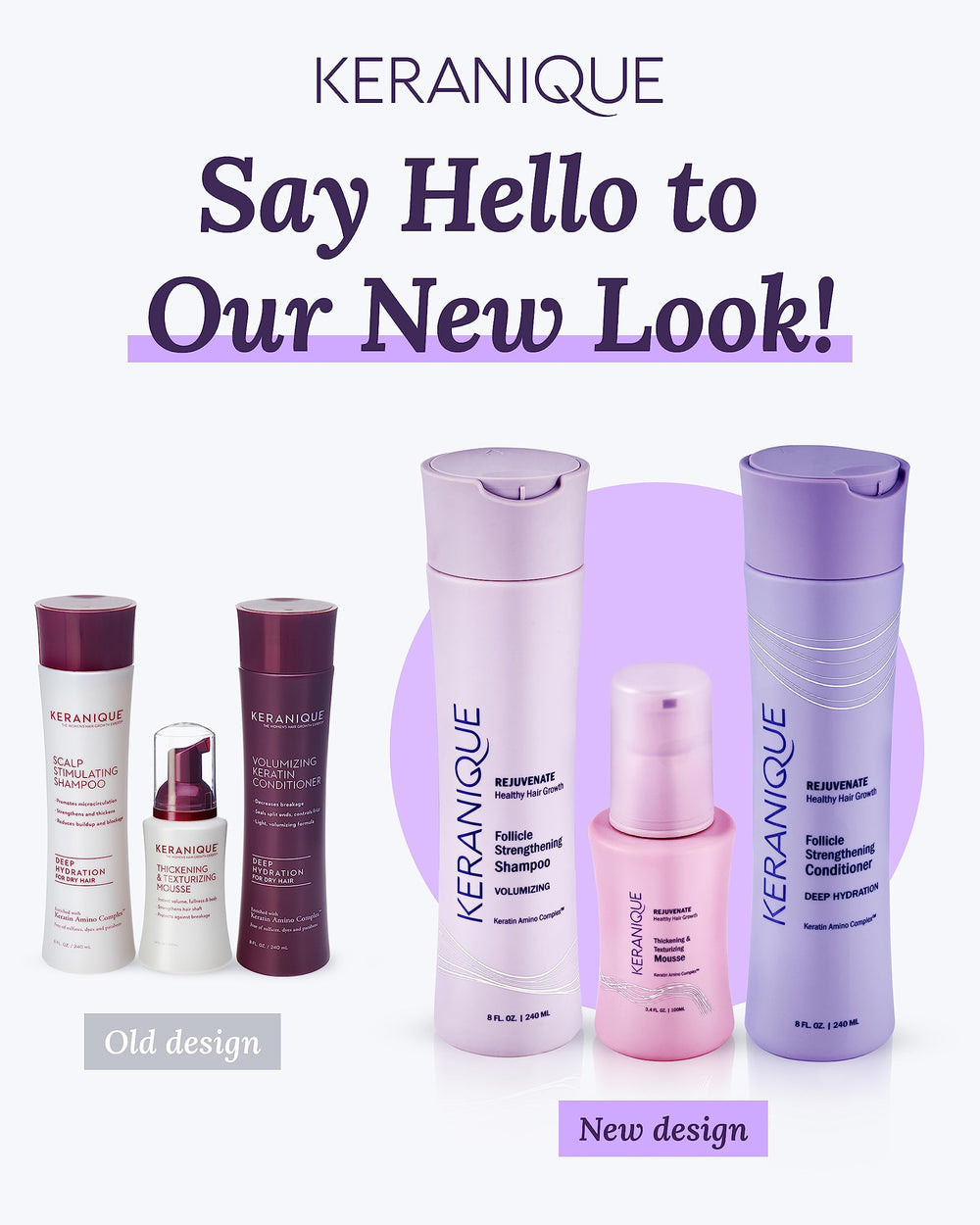 Display packaging of Keranique set emphasizes premium hydration routine.