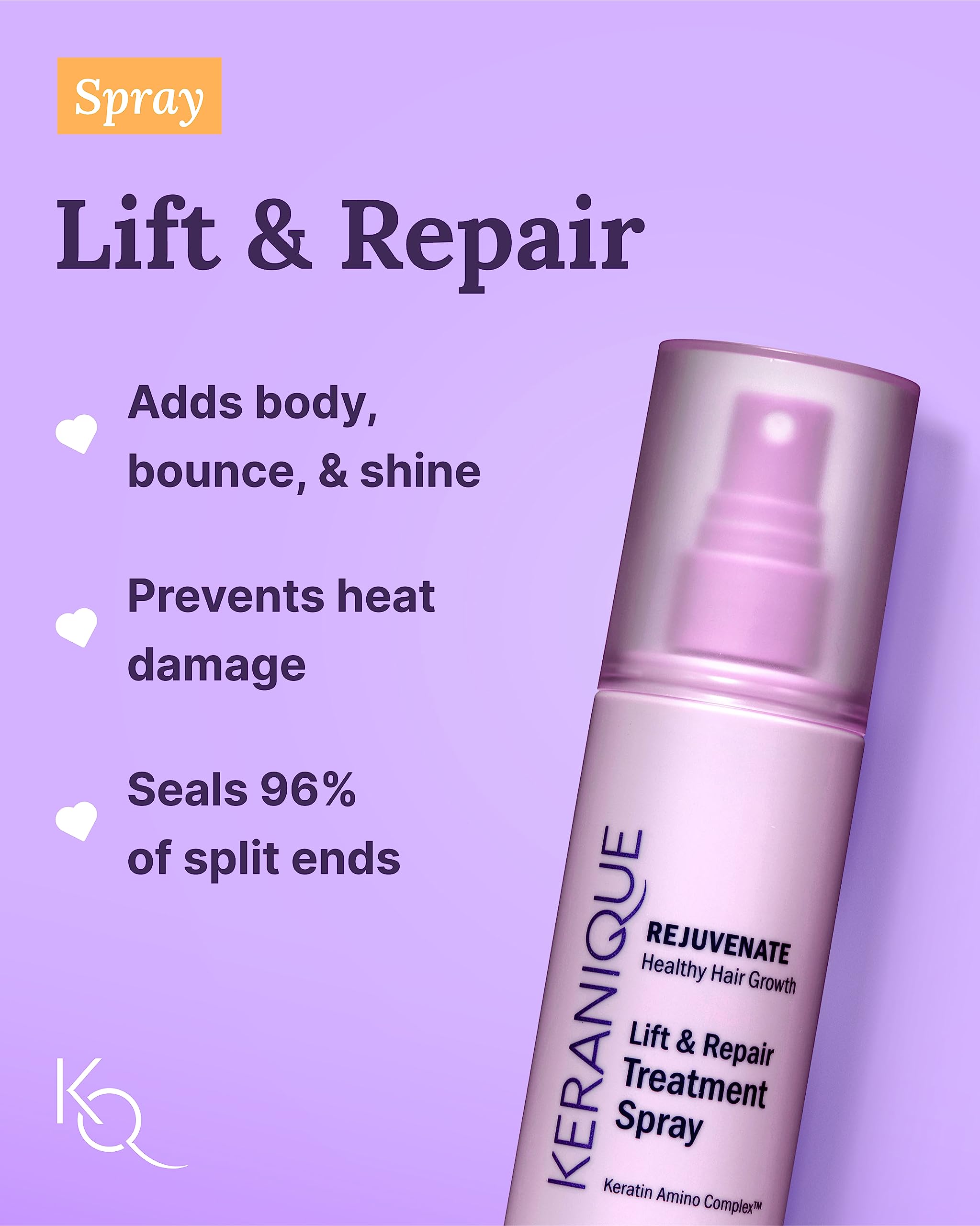 Keranique root booster serum bottle nourishes follicles for fuller-looking hair.