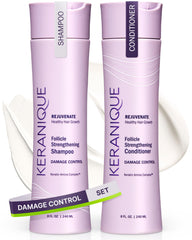 Keranique shampoo damaged hair bottle; gentle cleanse supports thinning and color-treated hair.