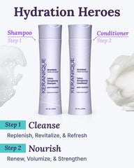 Packaging shows Keranique sulfate-free claim for gentle cleansing.