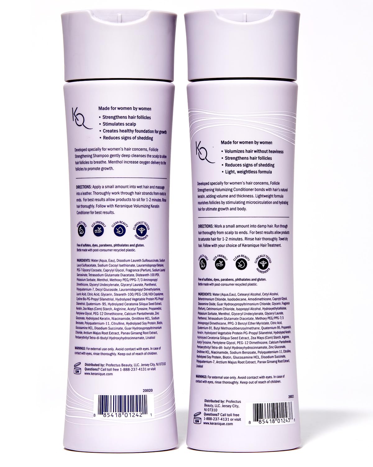 Keranique vanity with bottles ready for fuller, healthier-looking hair.