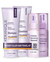 Keranique volume shampoo bottle adds fullness for fine hair.
