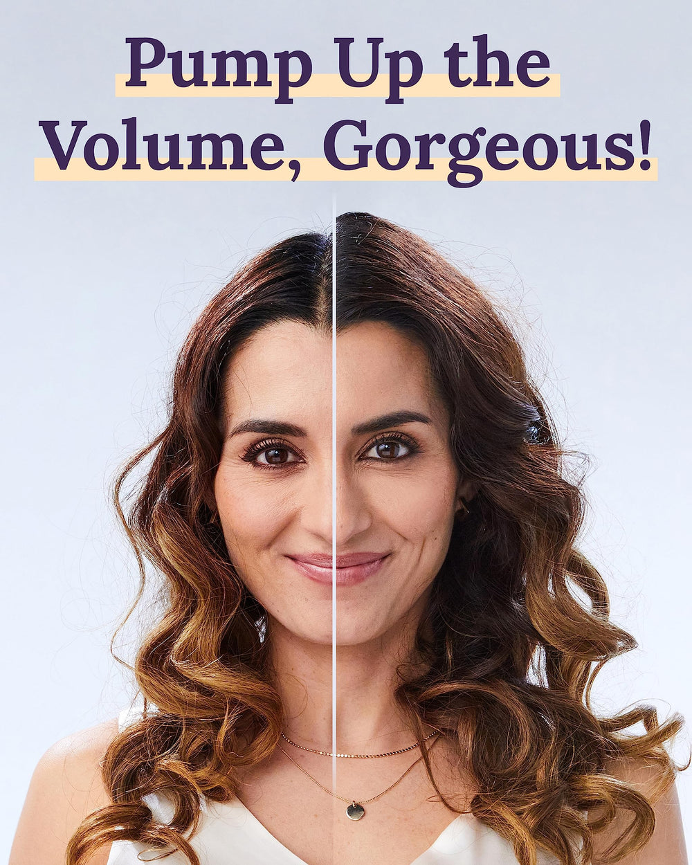 Keranique Volumizing Conditioner hair closeup highlights thicker strands and shine.