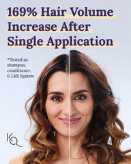 Keranique volumizing keratin conditioner cream-gel formula close-up showing gentle detangling.