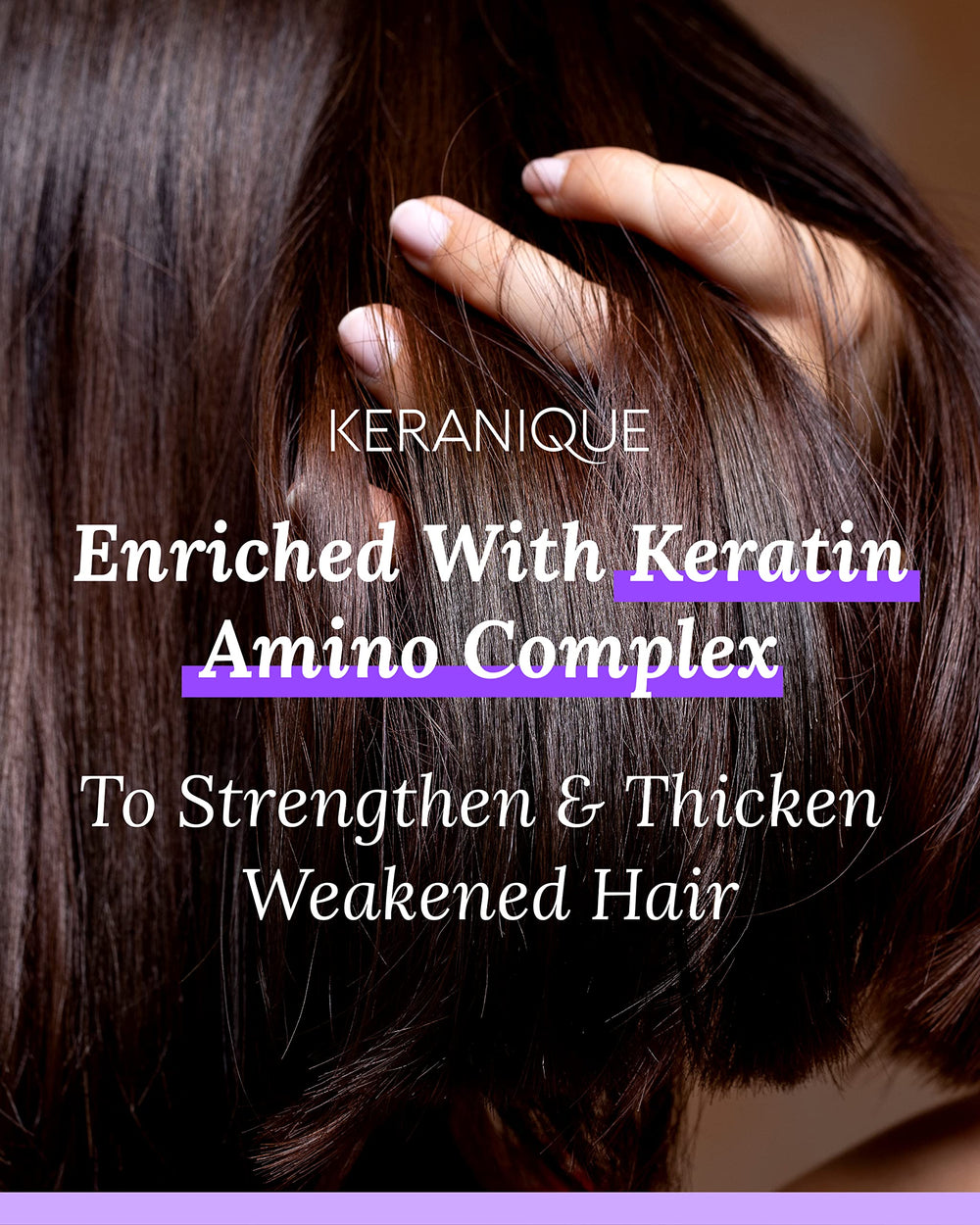 Keranique volumizing mousse bottle shown for easy application and even distribution.
