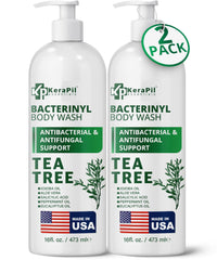 KERAPIL Bacterinyl Tea Tree Body Wash bottle ready for daily antibacterial cleansing.