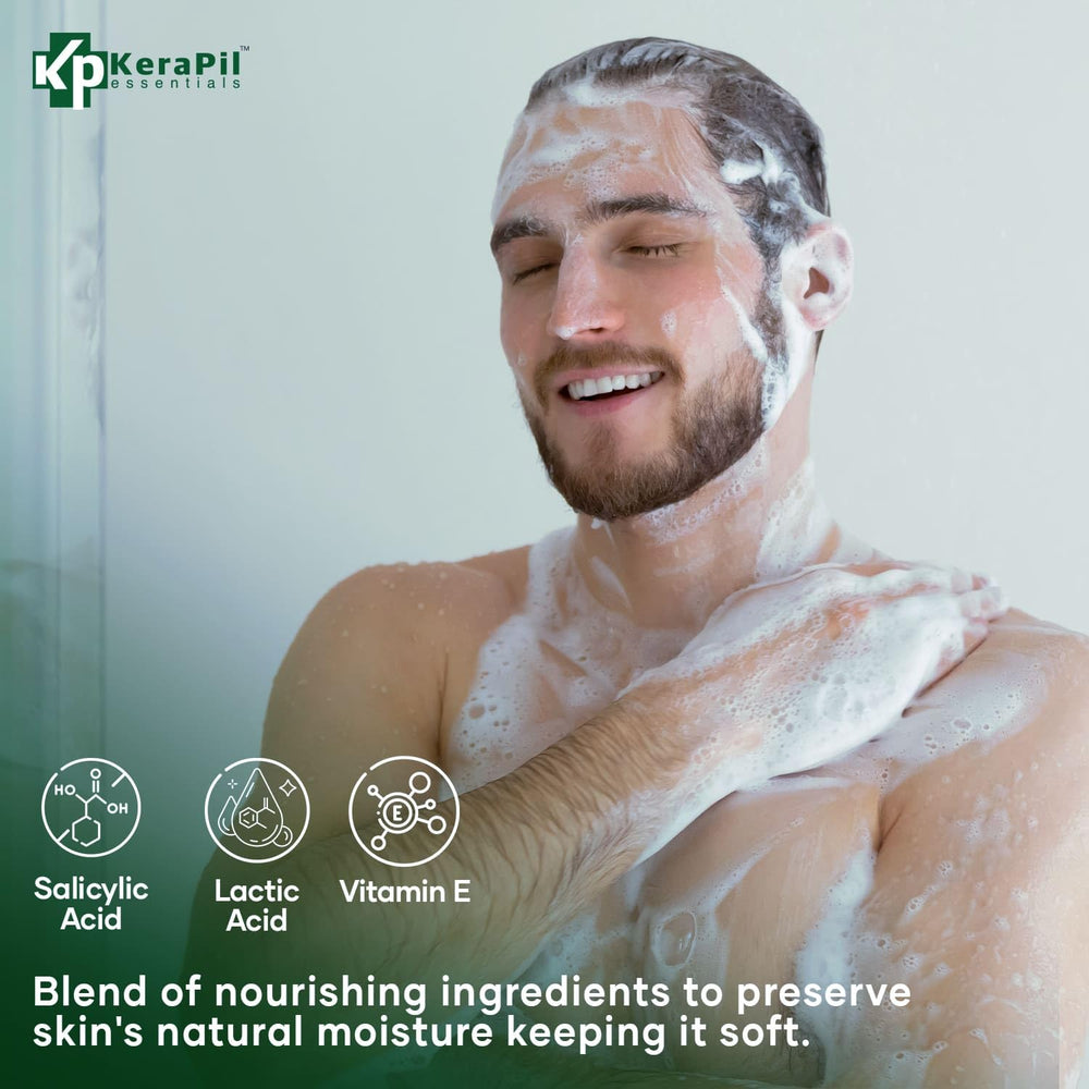 KERAPIL Bacterinyl Tea Tree Body Wash foamy lather for a refreshing cleanse.