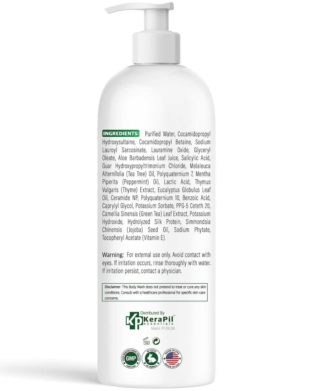 KERAPIL Bacterinyl Tea Tree Body Wash in shower promoting odor control.