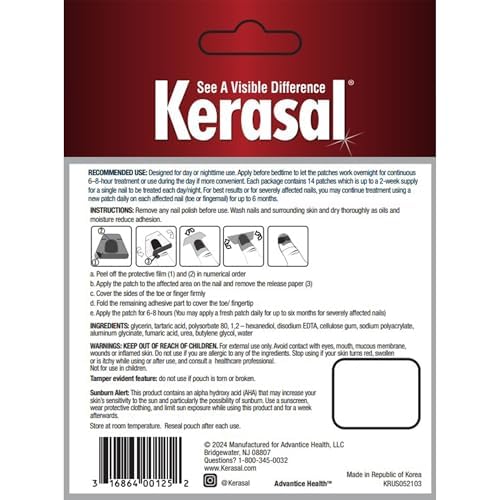 Kerasal nail repair patches application closeup showing easy overnight wear.
