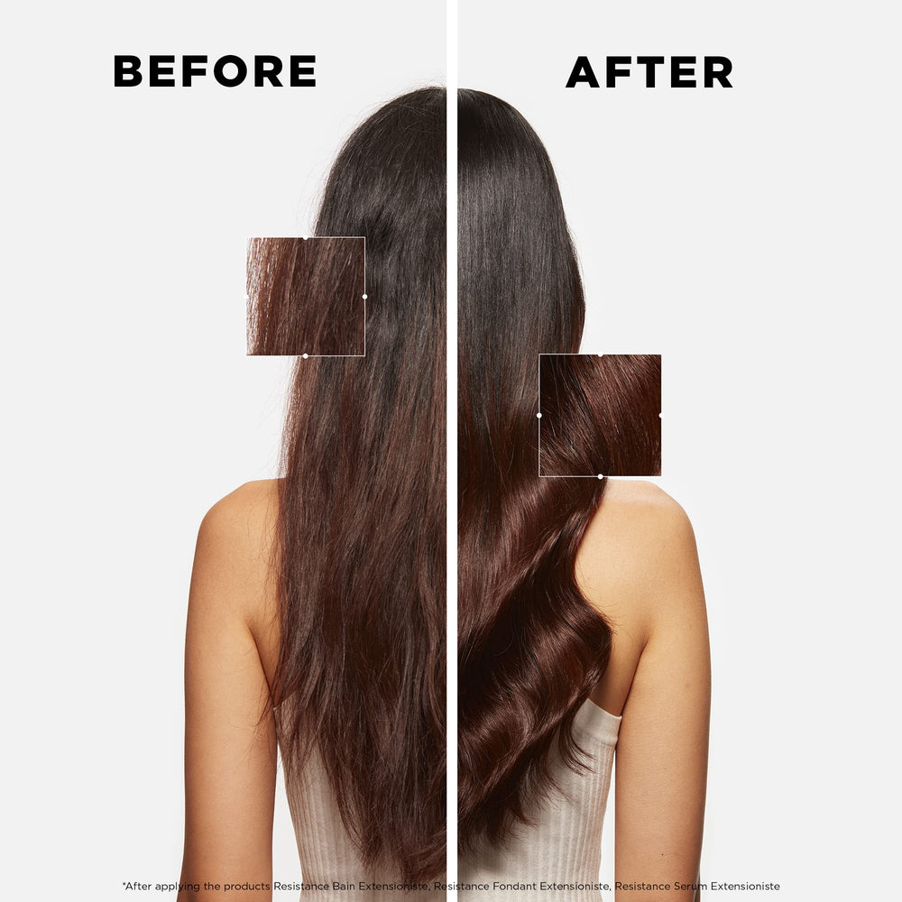 KÉRASTASE Extentioniste paired with conditioner for longer, stronger hair length.