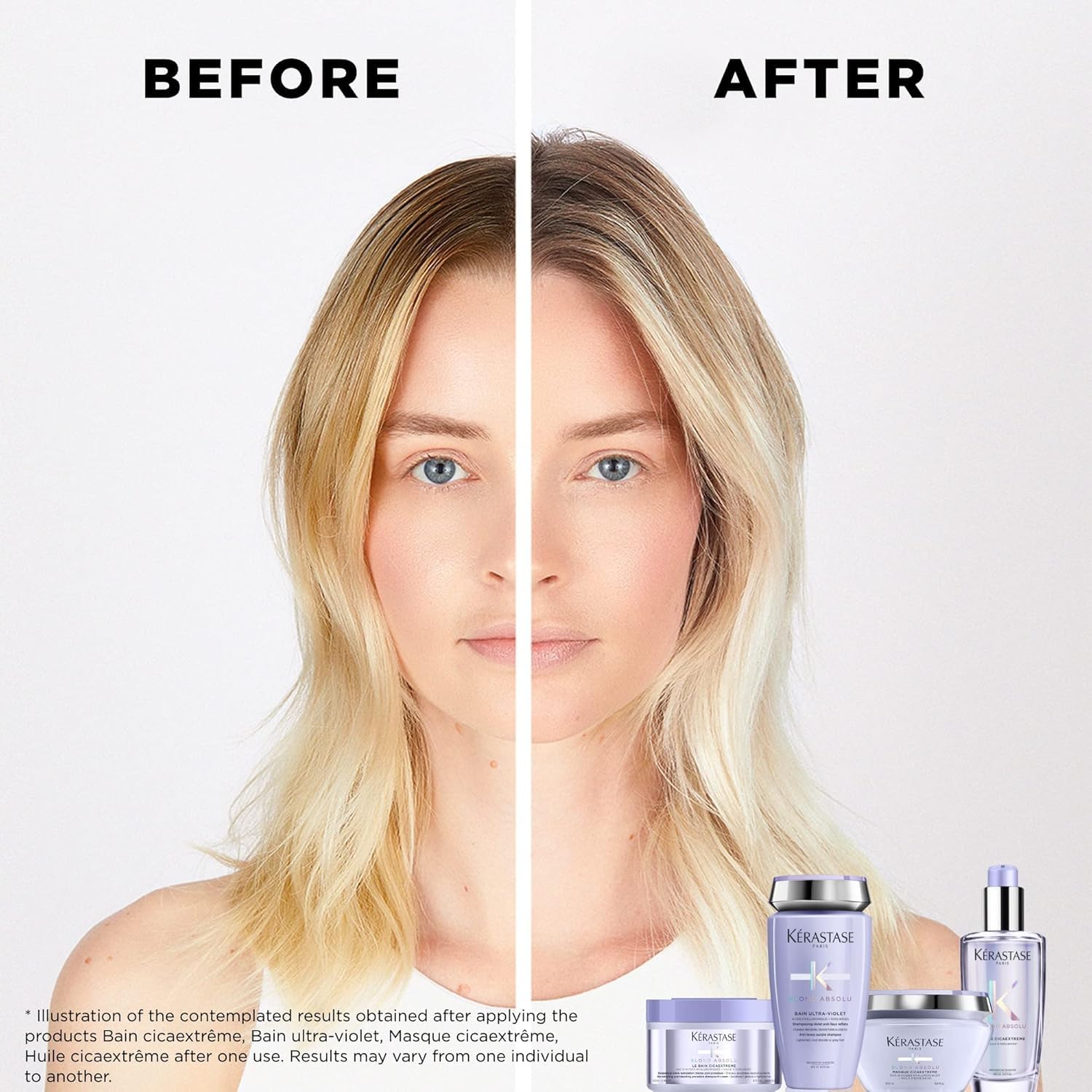 KÉRASTASE Blond Absolu Cicaflash bottle back with product details and color-safe conditioning