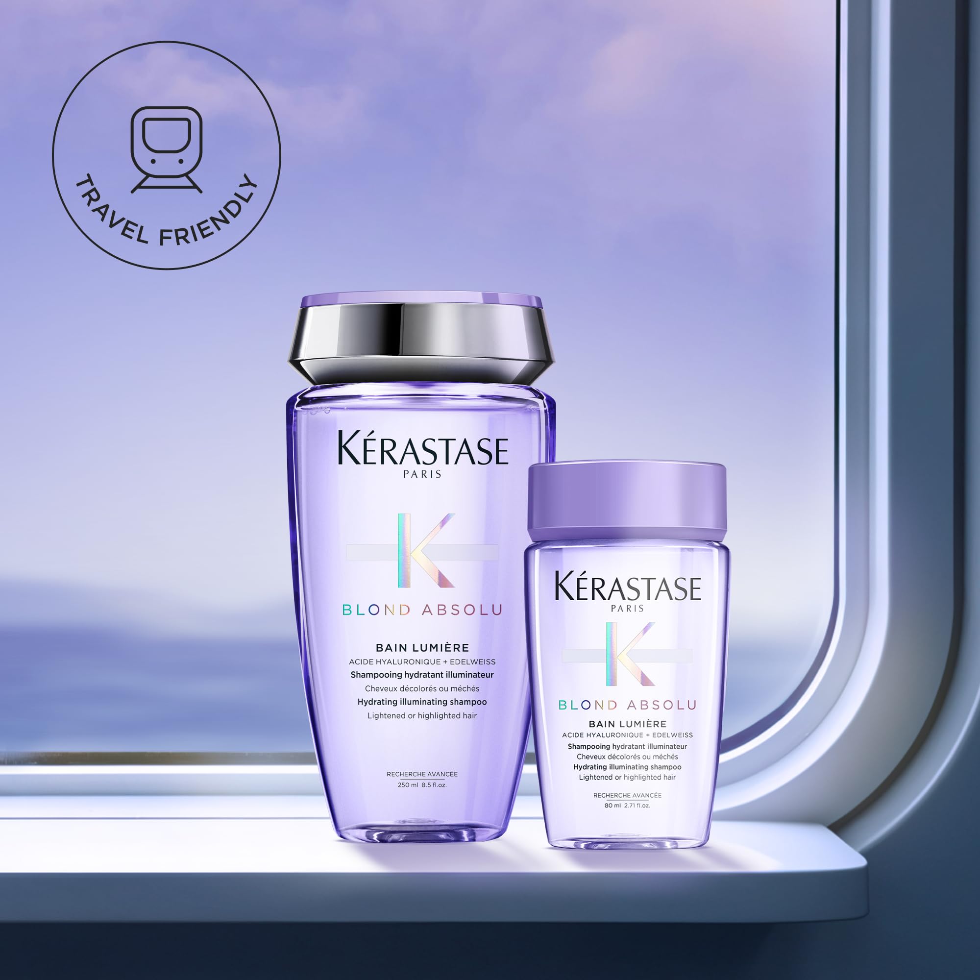 KÉRASTASE Blond Absolu Lumière closeup of glossy strands reflecting light