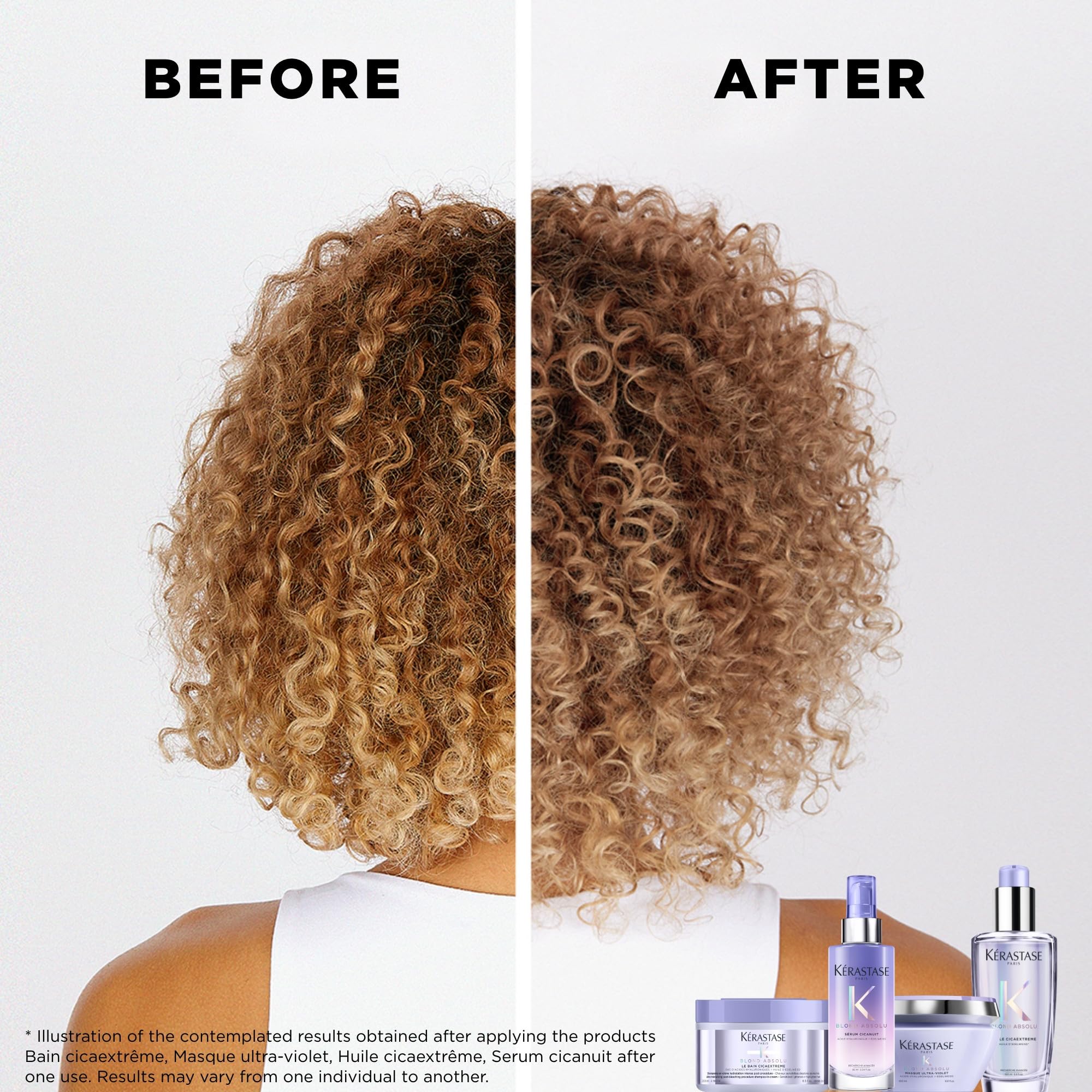 Kerastase Blond Absolu Lumière ingredients closeup hints nourishing components for hair health.