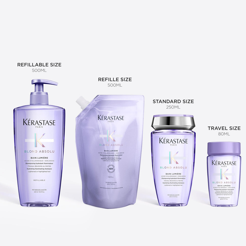 KÉRASTASE Blond Absolu Lumière bottle travel size emphasizes on-the-go hydration