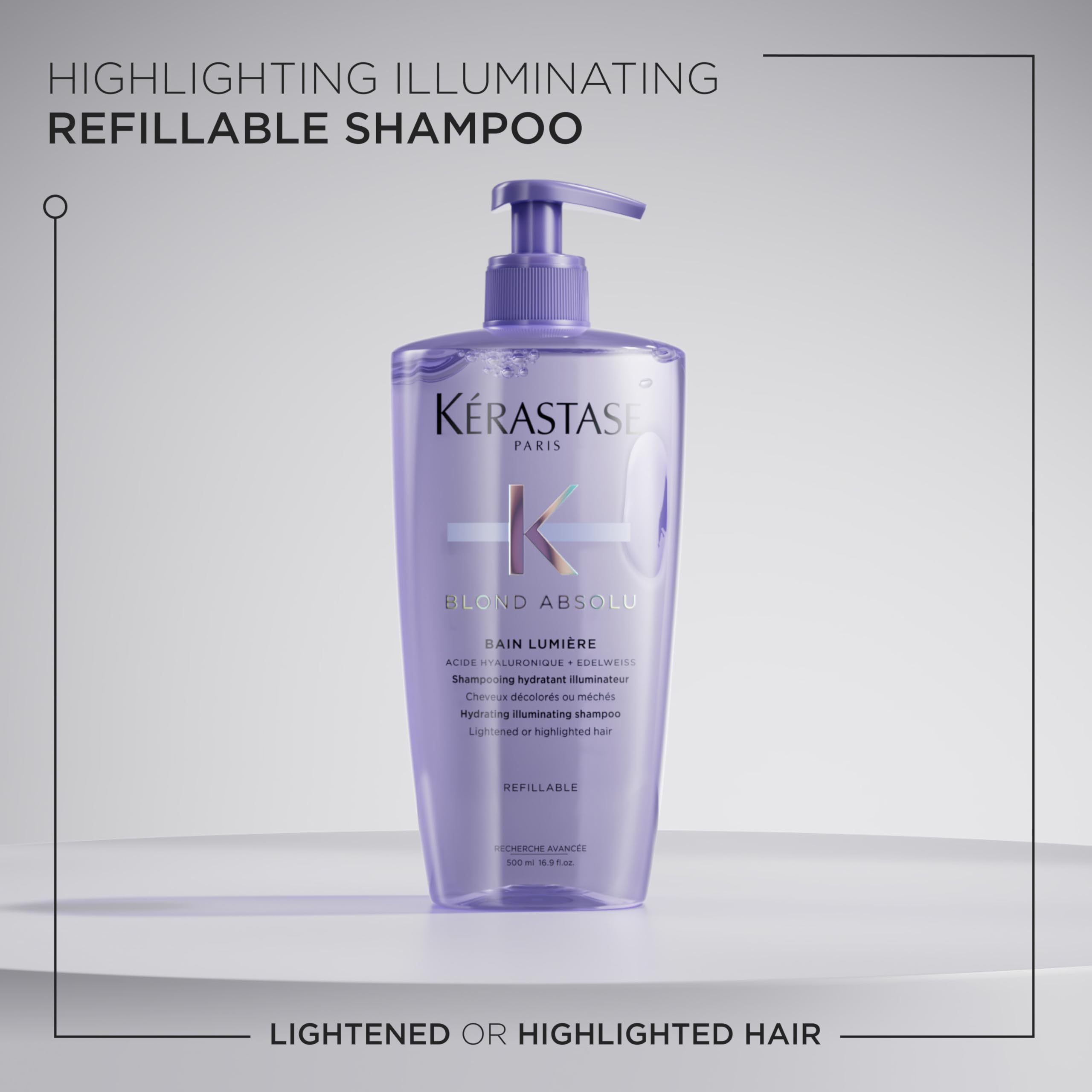 Kerastase Blond Absolu Lumière shampoo lather demonstrates creamy cleansing that removes impurities.