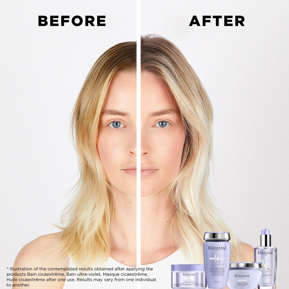 KÉRASTASE Blond Absolu Lumière shampoo pour demonstrates easy distribution and gentle cleansing.