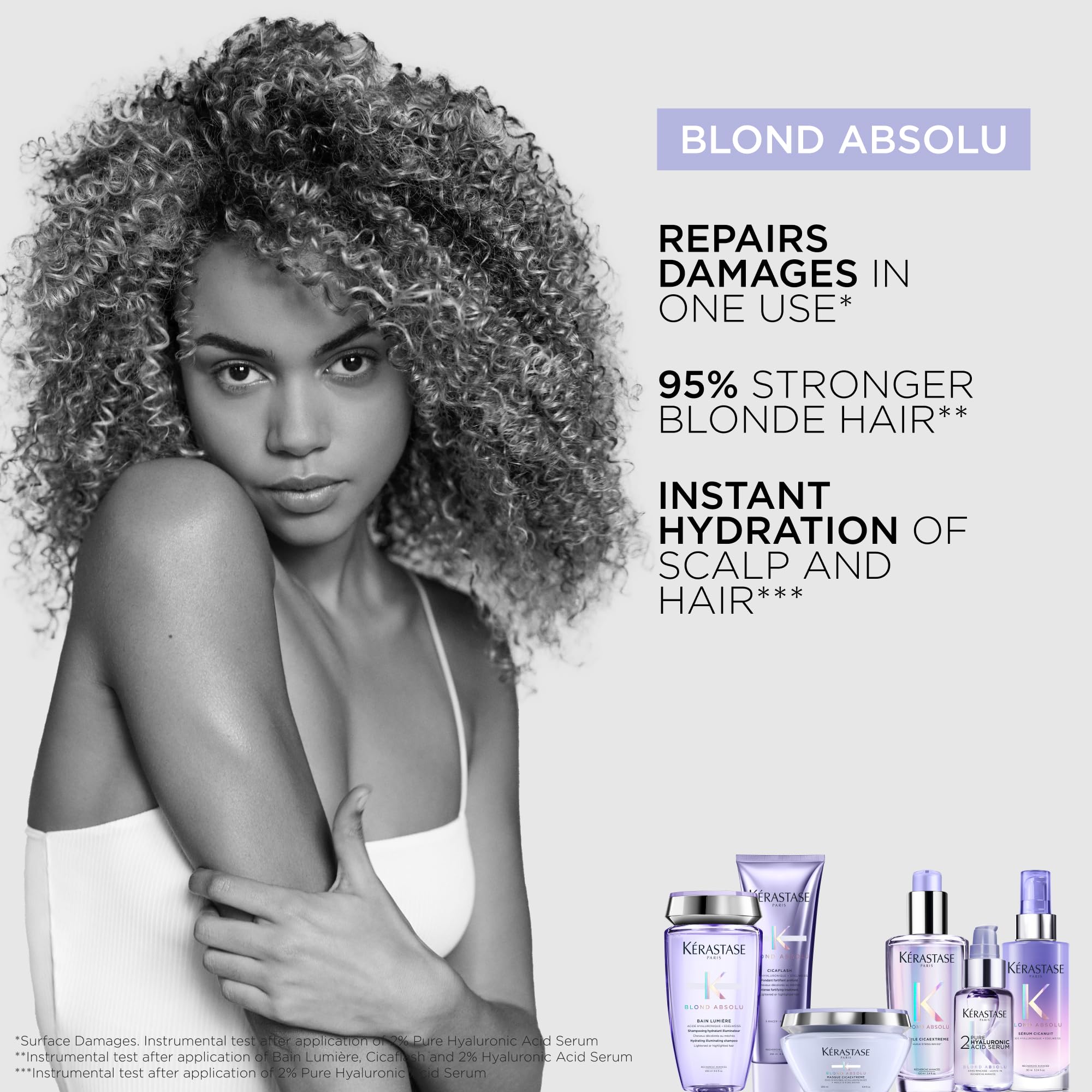 Kerastase Blond Absolu serum texture closeup highlights lightweight absorption.
