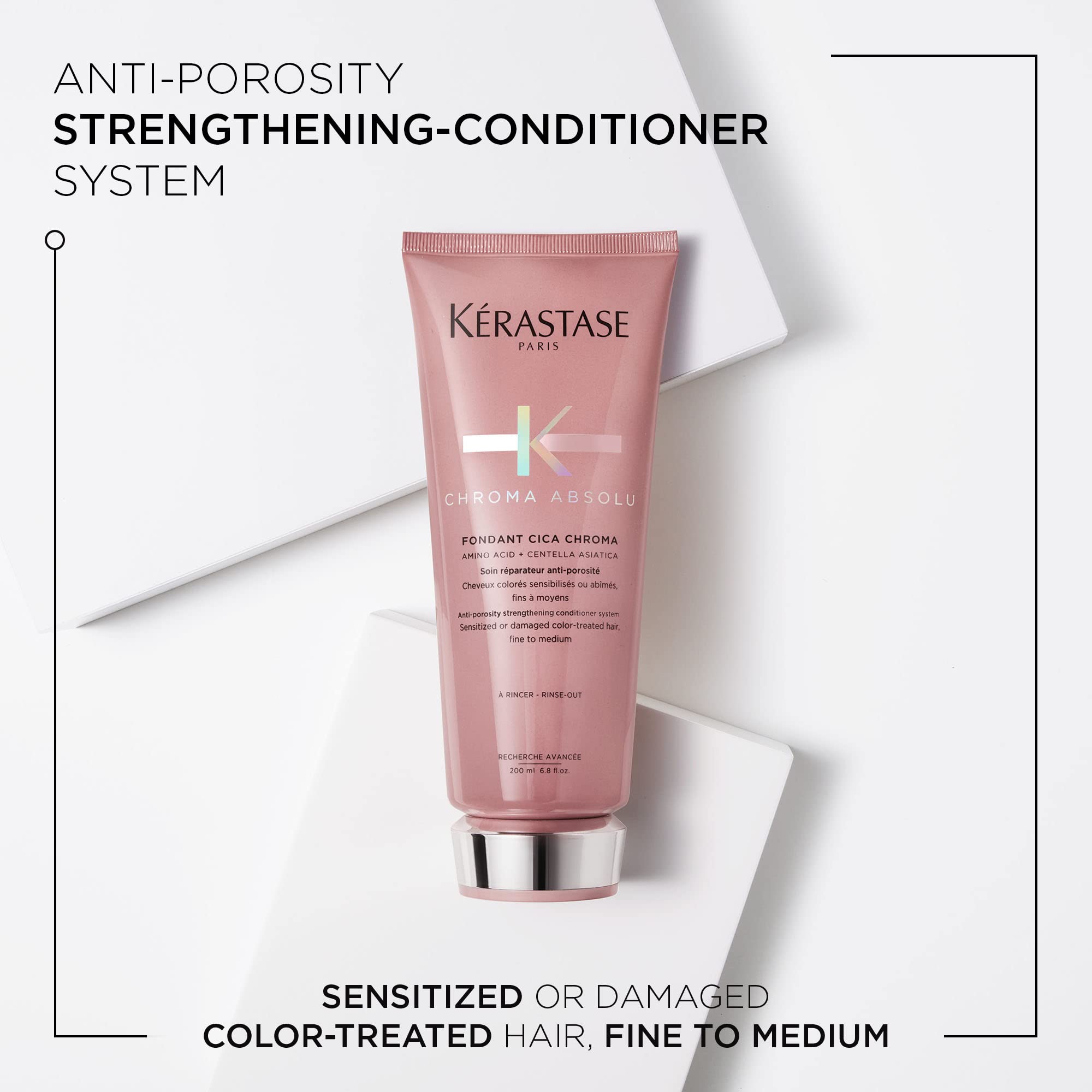 Kerastase Chroma Absolu conditioner application on damp hair for even distribution and softness