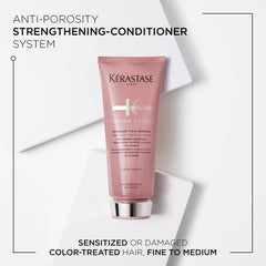 Kerastase Chroma Absolu conditioner application on damp hair for even distribution and softness