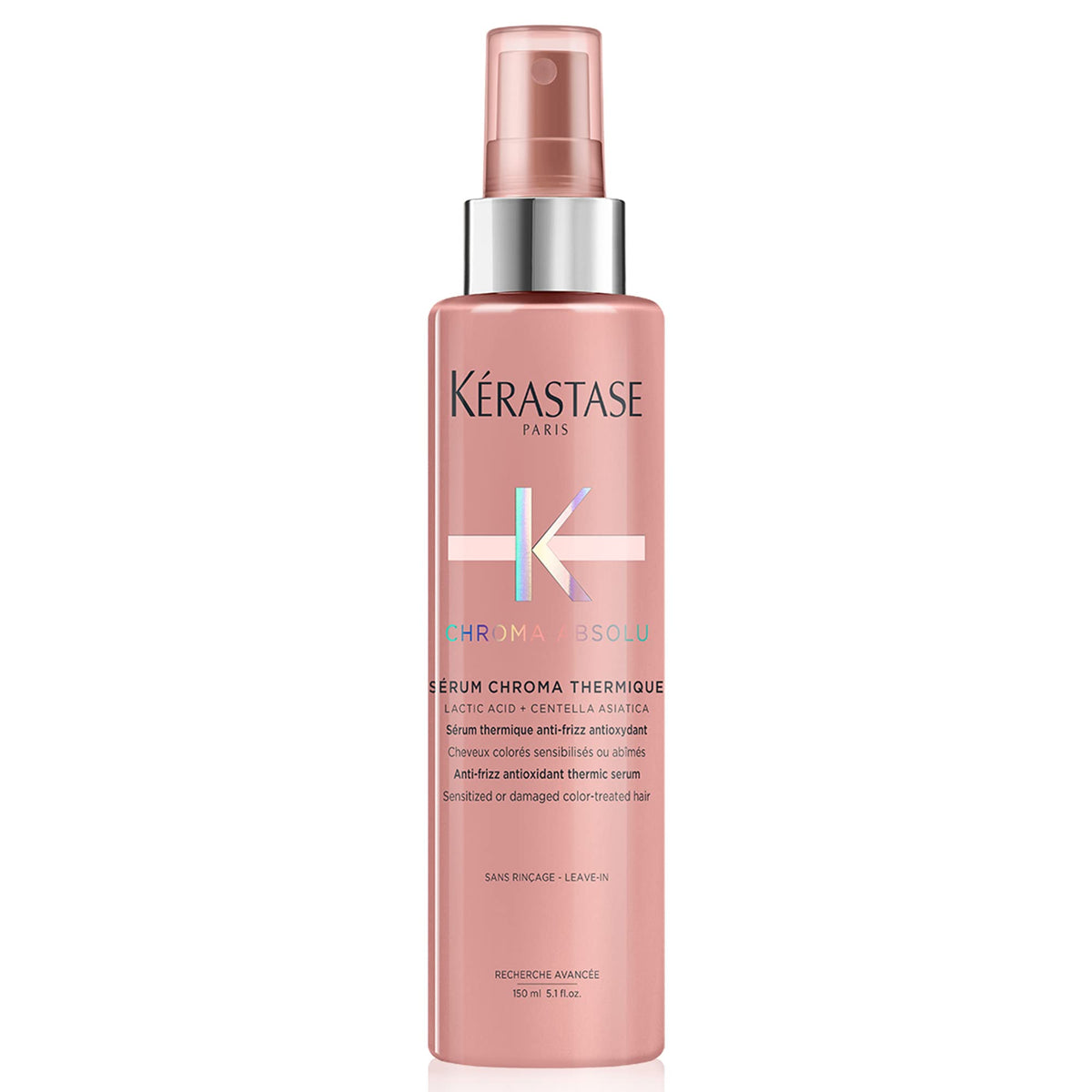 KÉRASTASE Chroma Absolu serum bottle closeup for color-treated hair hydration.