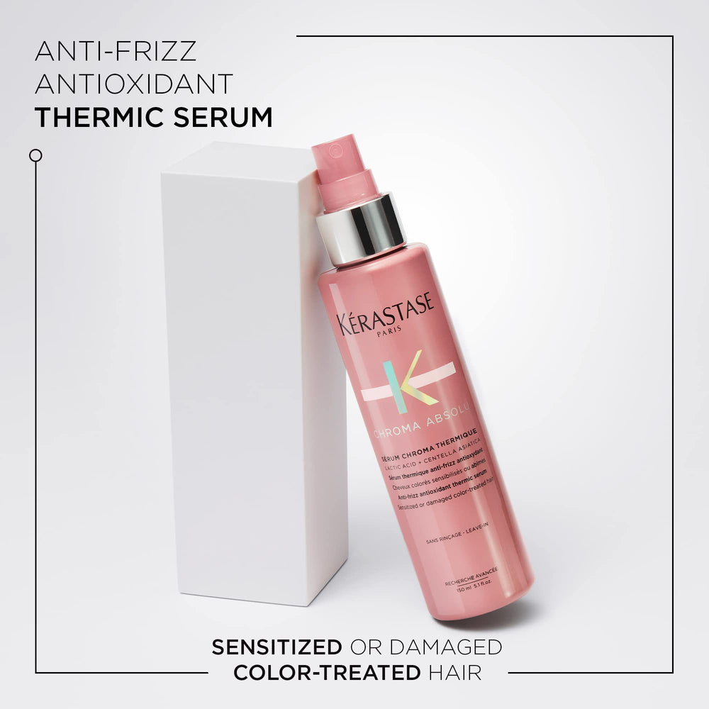 KÉRASTASE Chroma Absolu serum protecting hair from heat up to 450°F.