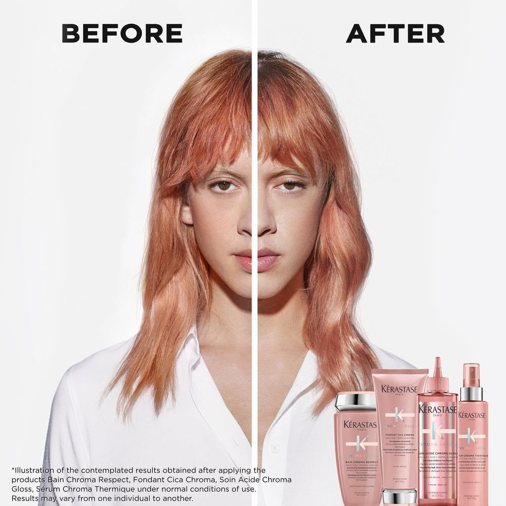 Kérastase Chroma Respect shampoo lather demonstrates gentle cleansing without sulfates.